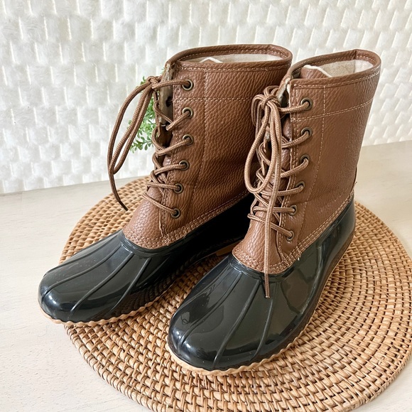 JBU By JAMBU Womens Maplewood Waterproof Round Toe LaceUp Duck Rain boots Size 7 - Picture 2 of 10
